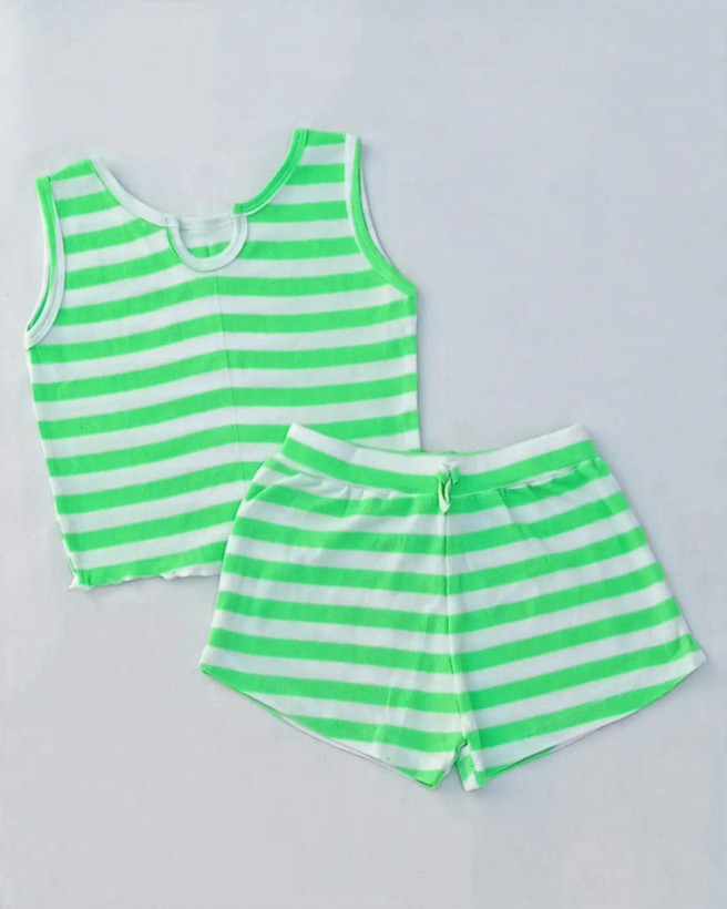 ست کراپ شورت کبریتی راه راه