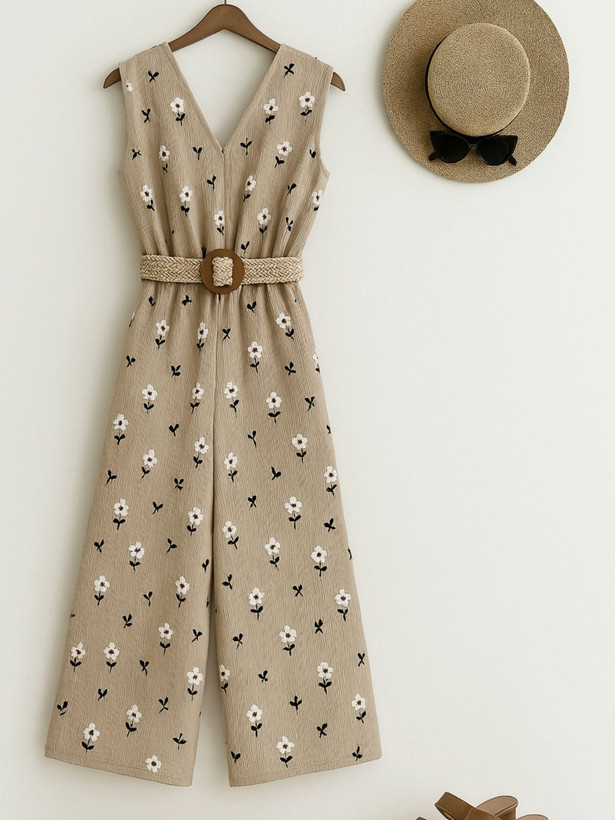 اورال زنانه کرم گلدار شیک با طراحی تابستانی