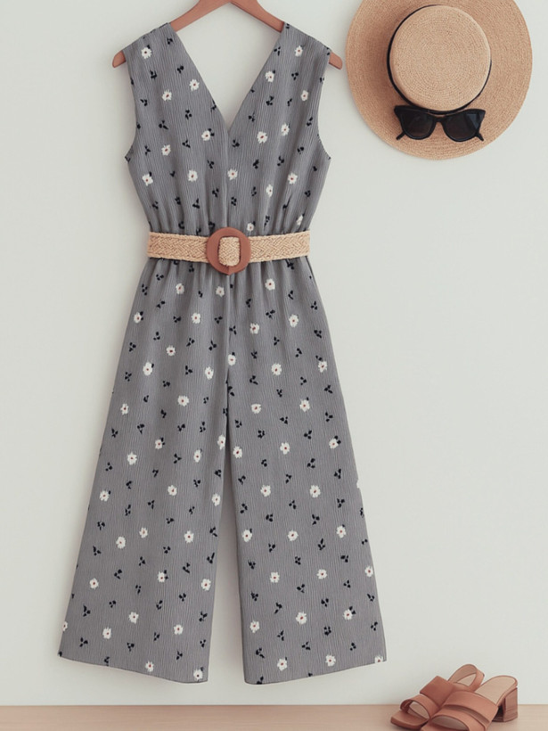 اورال زنانه طوسی گلدار ساده و شیک برای استایلهای مینیمال