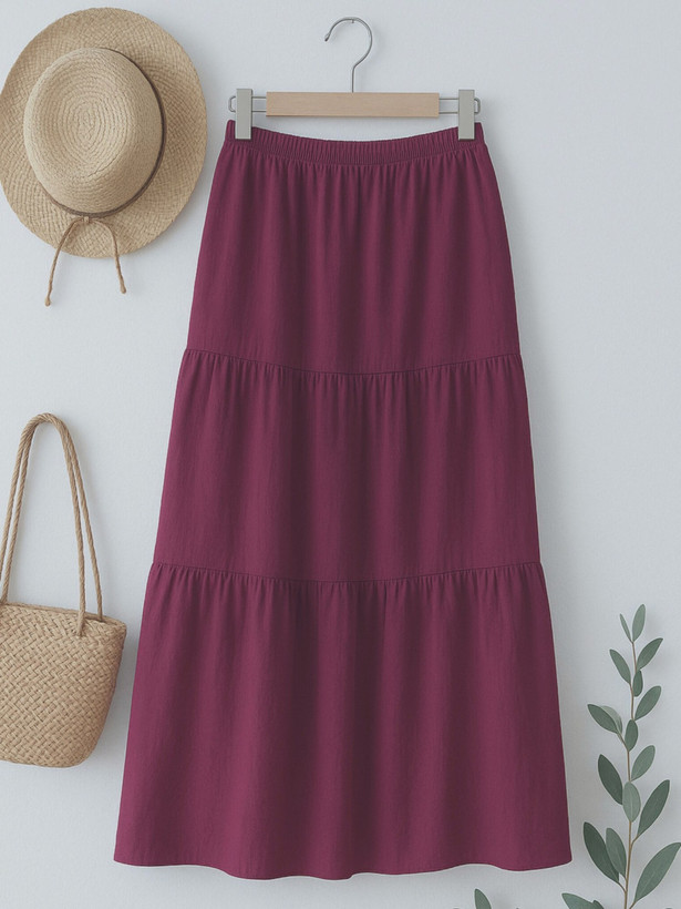 دامن نخی زنانه رنگ سرخابی مناسب تابستان