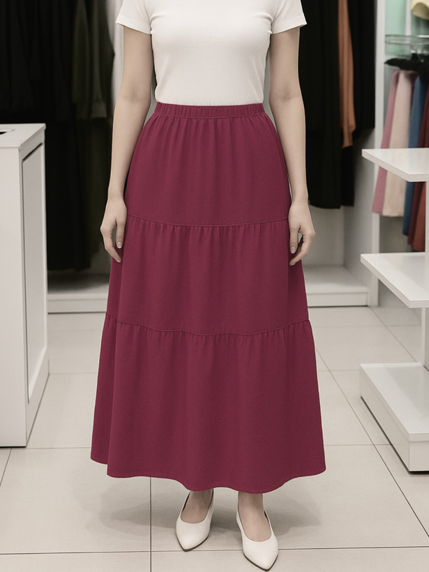 تنخور دامن نخی زنانه سرخابی، جنس نخی، مناسب استایل تابستانی، راحت و خنک