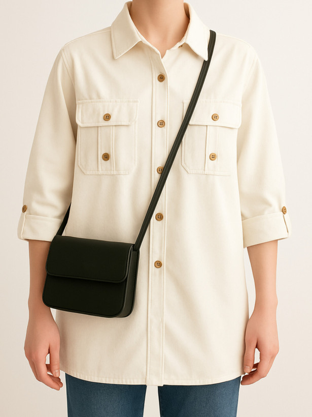 تنخور شومیز زنانه با جیب صلیب، پارچه سبک و آزاد، مناسب استایل کژوال و نیمهرسمی.