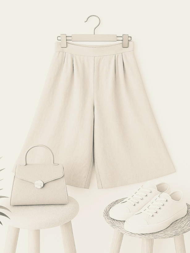 شلوار دامنی زنانه لنین سنگشور رنگ کرم روشن مناسب تابستان