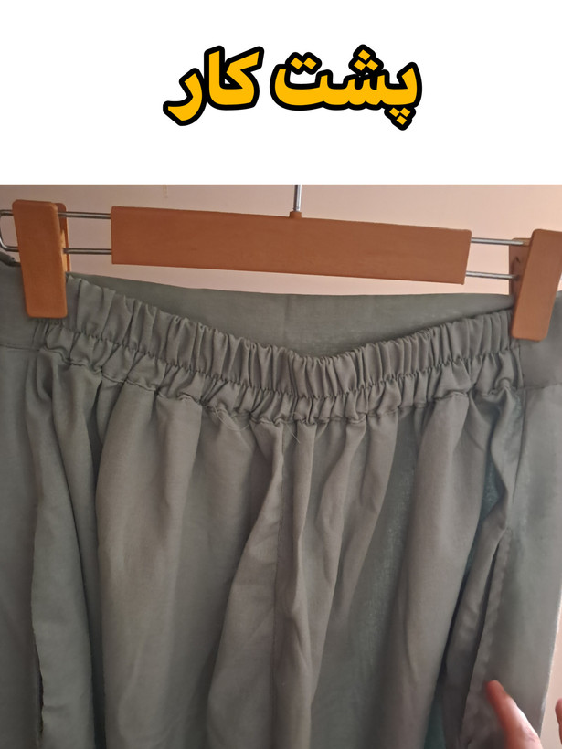 نمای پشت شلوار دامنی زنانه با کمر کشی و طراحی راحت