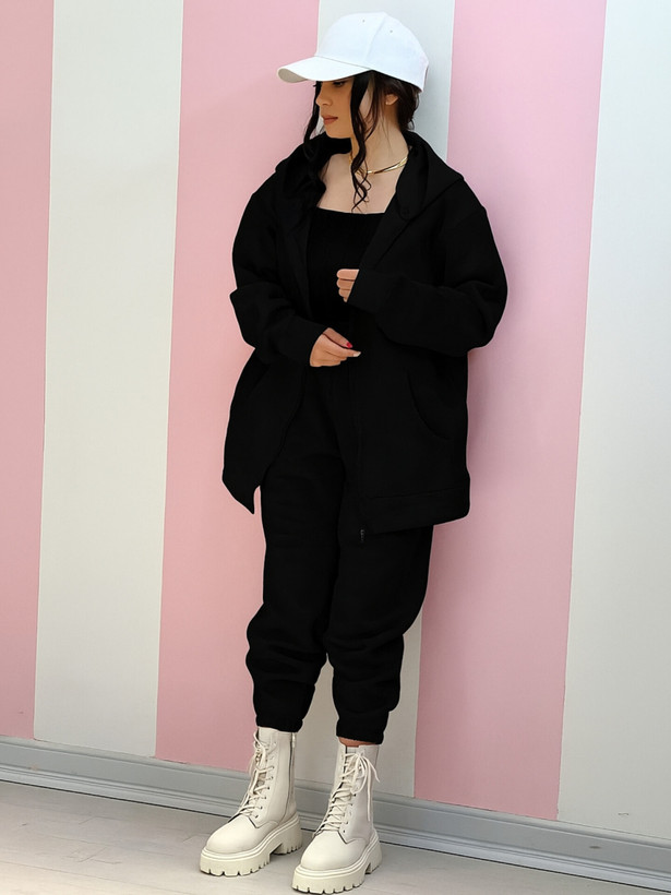 تنخور ست سویشرت و شلوار زنانه مشکی دورس، اسپرت و راحت برای فصل پاییز و زمستان